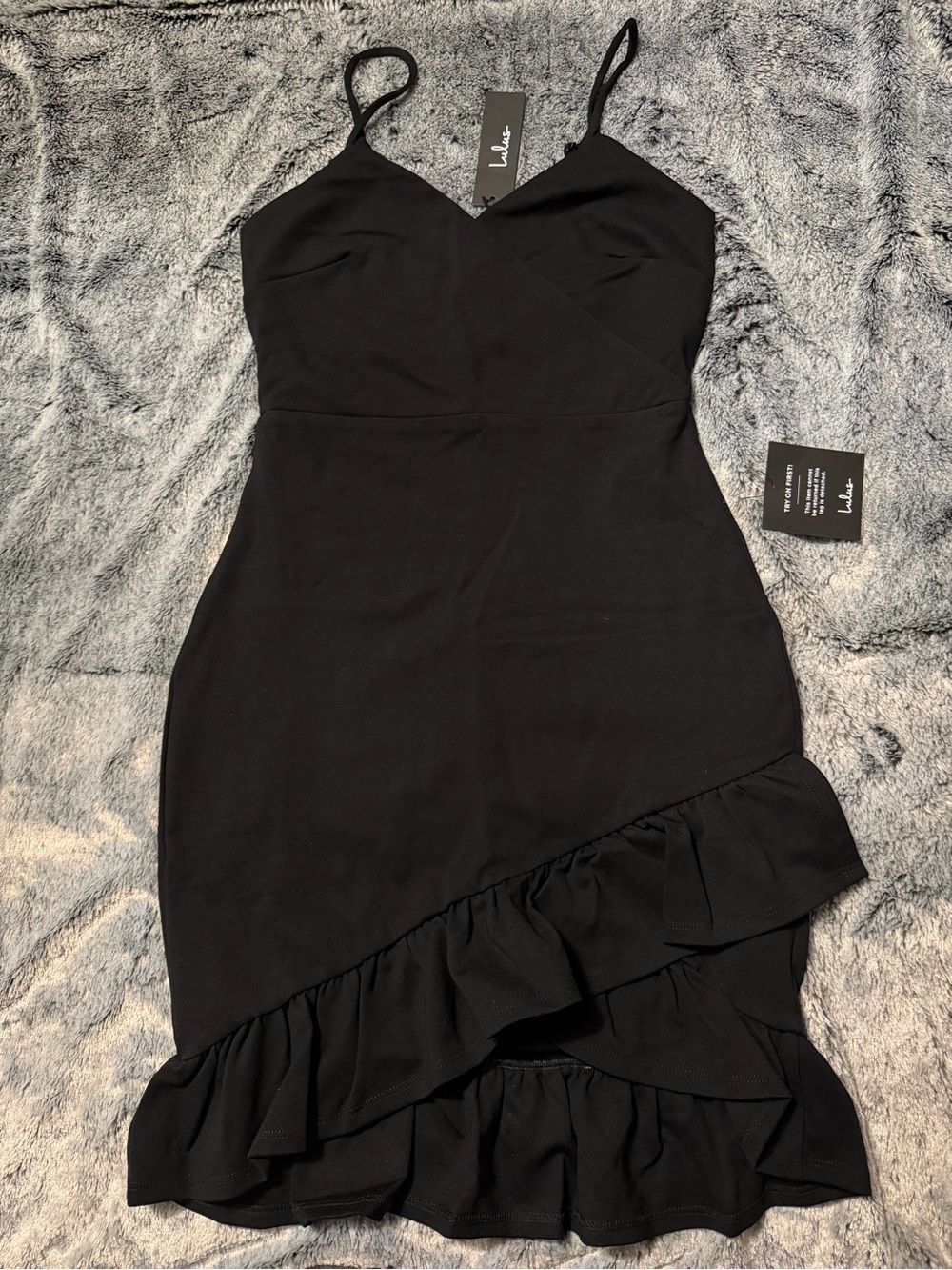 NWT Classic Black Ruffle Hem Slip Dress